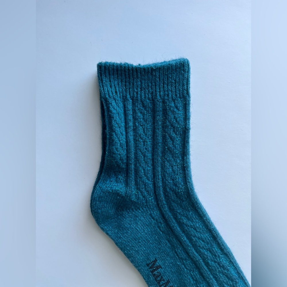 MaxMara Teal Ribbed Wool Socks - Picture 3 of 6